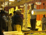 farmers looking at an indoor vertical hydroponics system